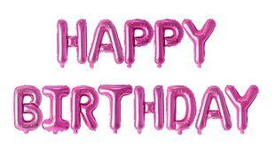 Напис фольгований Happy Birthday (друковані літери) рожева Розмір: 16" 52148 фото